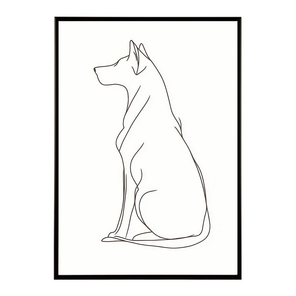 【A2サイズ（約42x59cm）】【lh-poster-11372】犬 いぬ ドッグ キャット 動物 アニマル ラインアート ナチュラル ミニマリスト ミニマル 北欧 シンプル 鉛筆 ポスター フレーム付き お洒落