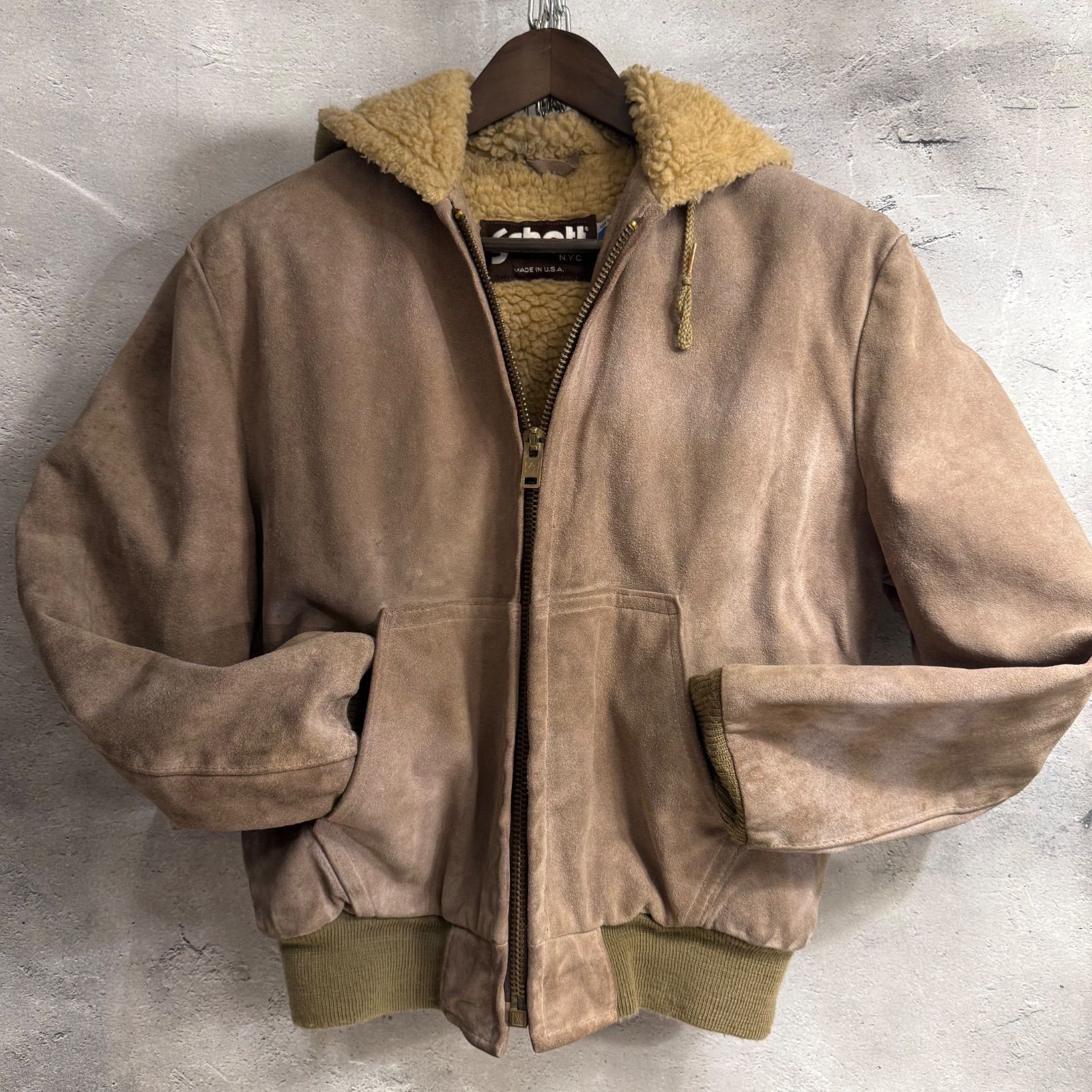ヴィンテージ】SCHOTT ショット レザージャケット 38 ボア裏地 フード