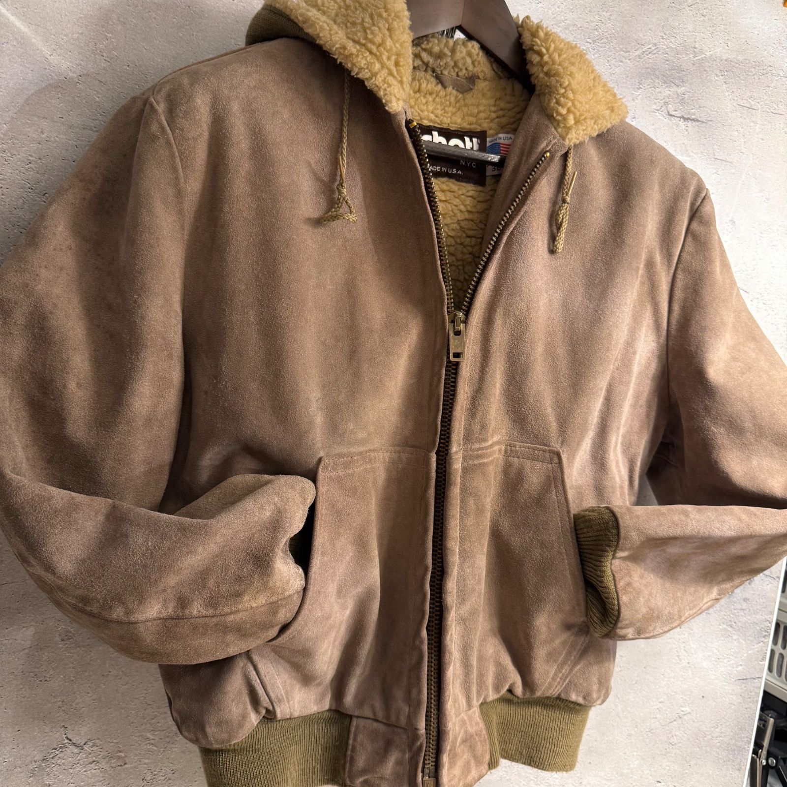 ヴィンテージ】SCHOTT ショット レザージャケット 38 ボア裏地 フード