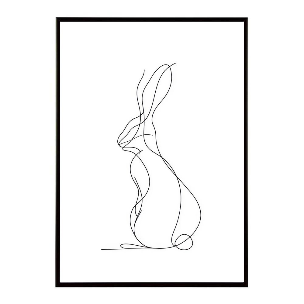 【B1サイズ（約73x103cm）】【lh-poster-11386】兎 うさぎ ペット 動物 アニマル ラインアート ナチュラル ミニマリスト ミニマル 北欧 シンプル 鉛筆 ポスター フレーム付き お洒落