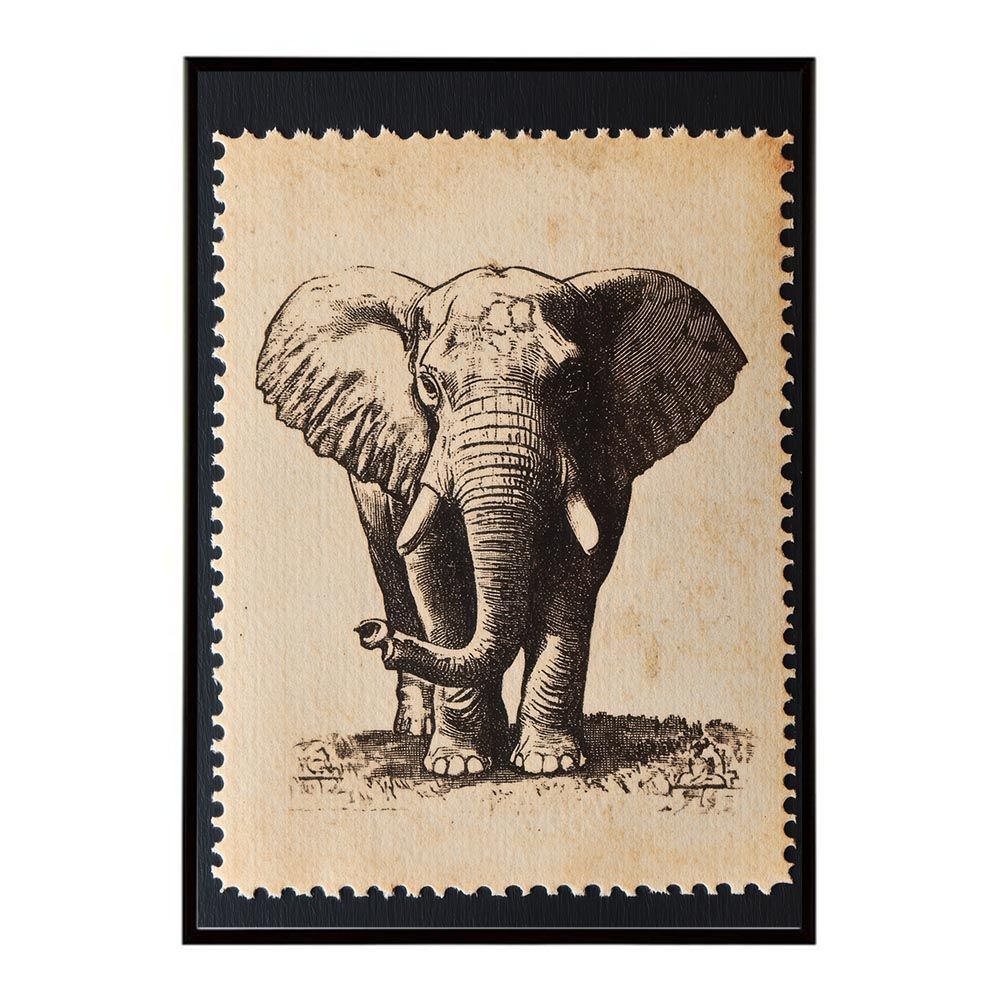 A2サイズ（約42x59cm）】【lh-poster-11405】切手風 レトロ 動物