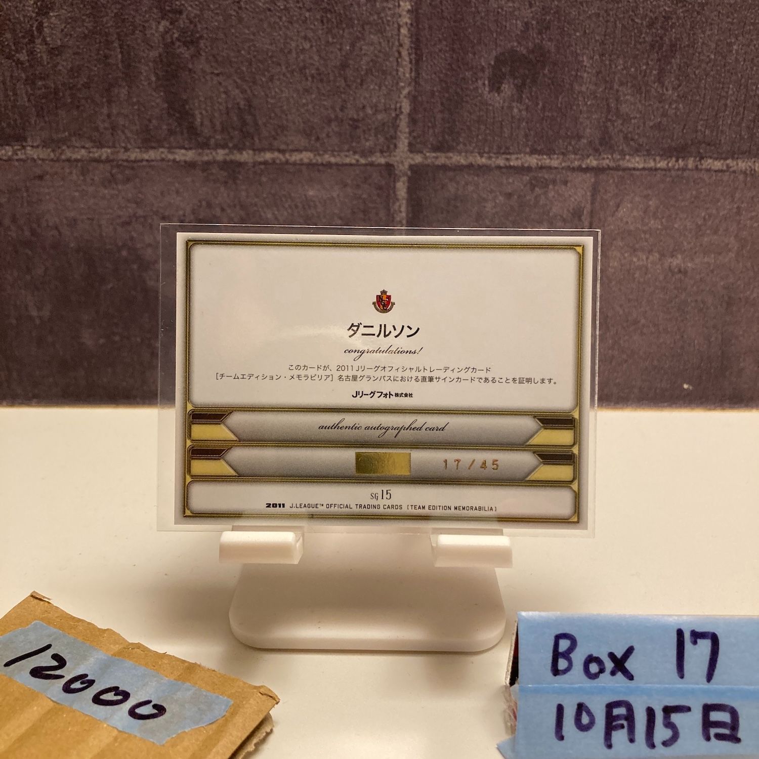 2011 Jリーグ ダニルソン Luis Danilson 17 45 直筆サインカード 名古屋グランパス Team Edition Memorabilia カード