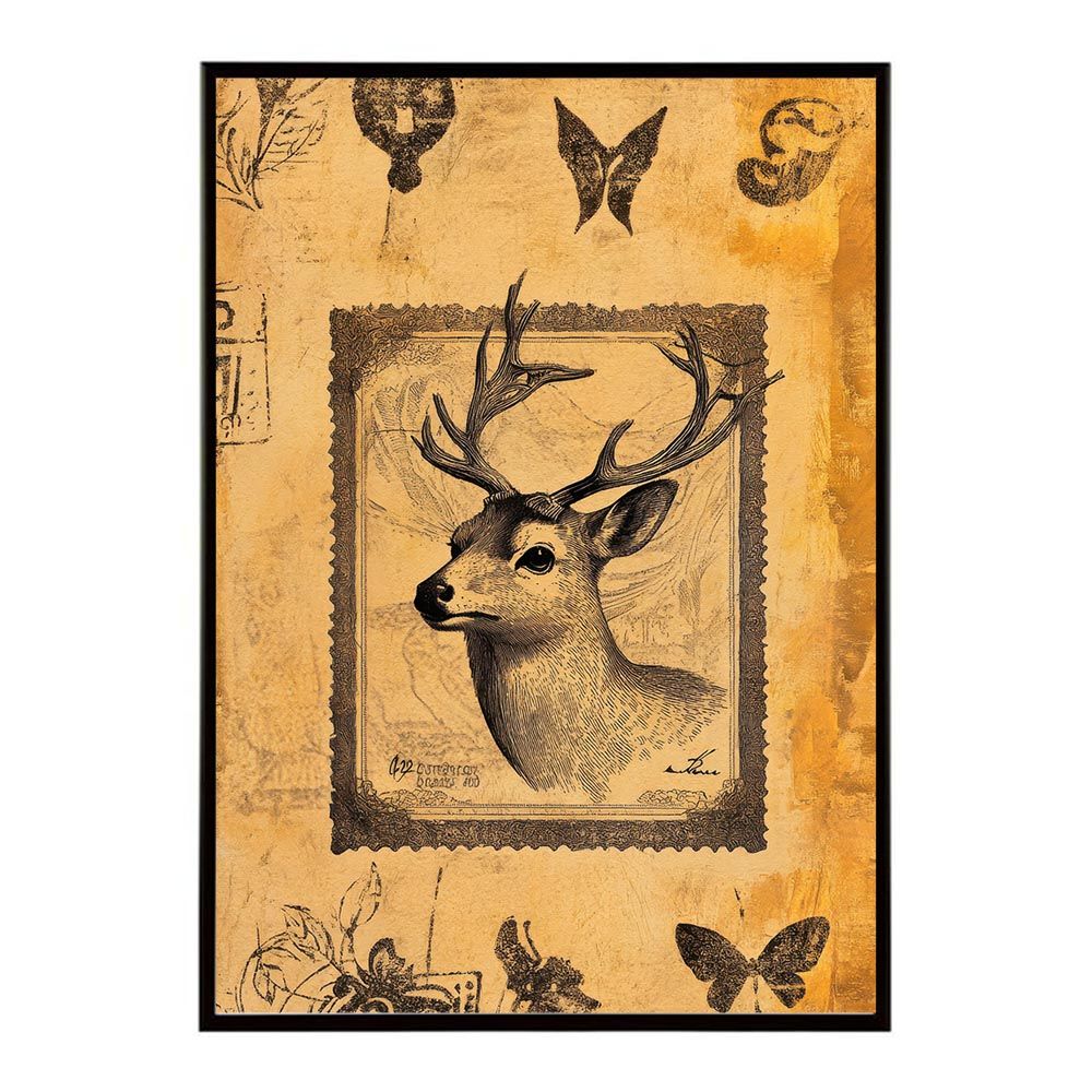 A1サイズ（約59x84cm）】【lh-poster-11448】切手風 レトロ 動物