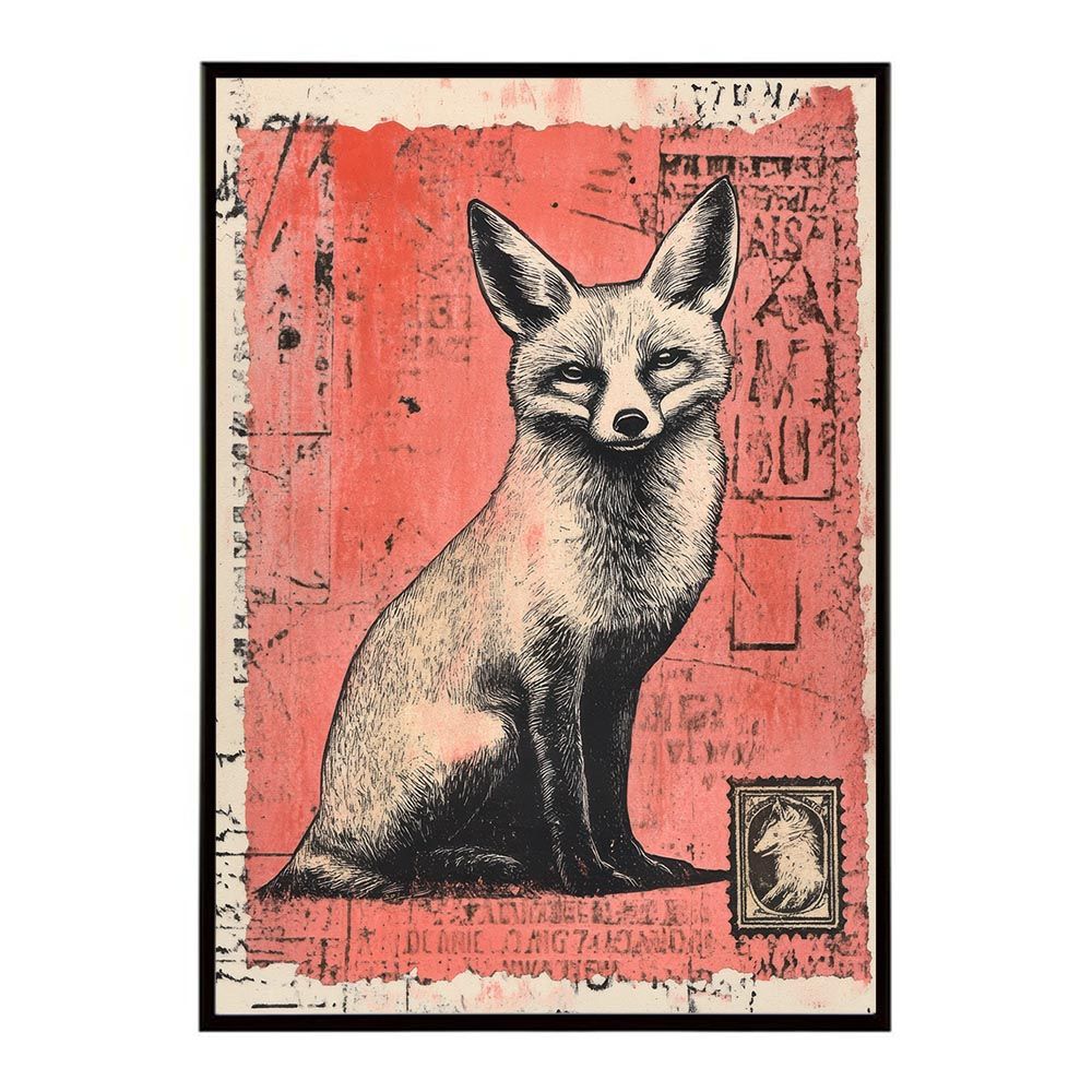 B3サイズ（約36x51cm）】【lh-poster-11456】切手風 レトロ 動物