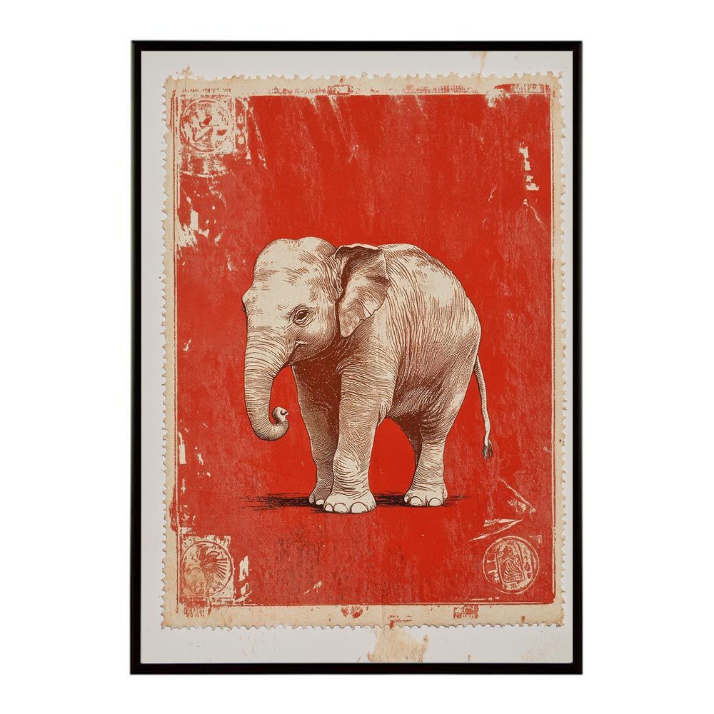はなページ A1サイズ（約59x84cm）】【lh-poster-11466】切手風 レトロ 動物