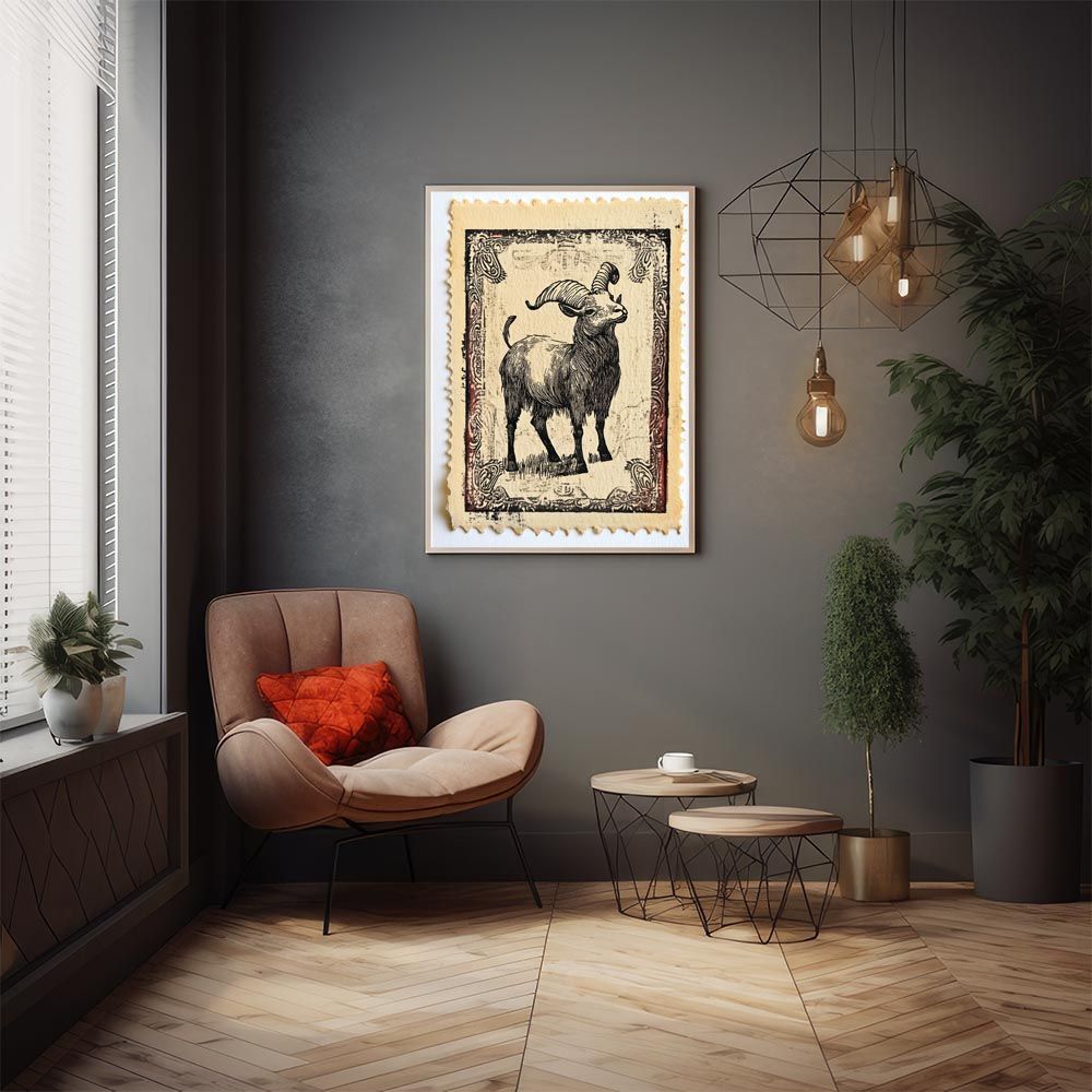 B2サイズ（約51x73cm）】【lh-poster-11474】切手風 レトロ 動物