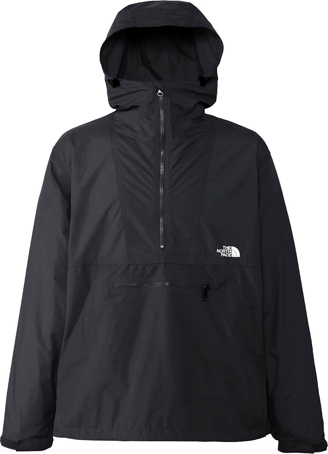 ザ・ノース・フェイス THE NORTH FACE アウトドア コンパクトアノラック Compact Anorak メンズ ハーフジップ ウインドブレーカー トップス ウェア フード ロゴ 撥水 防風 ポケット 静電ケア NP22333 K ブラック