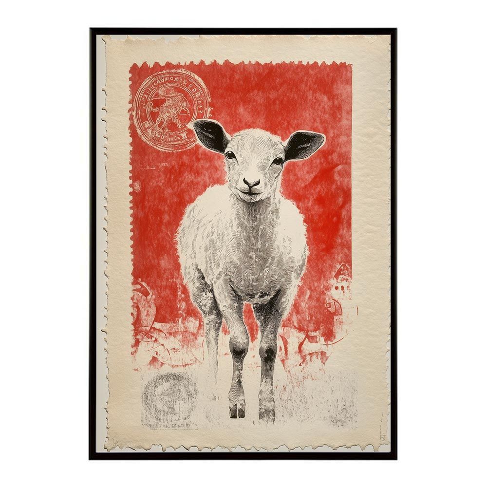 B3サイズ（約36x51cm）】【lh-poster-11489】切手風 レトロ 動物