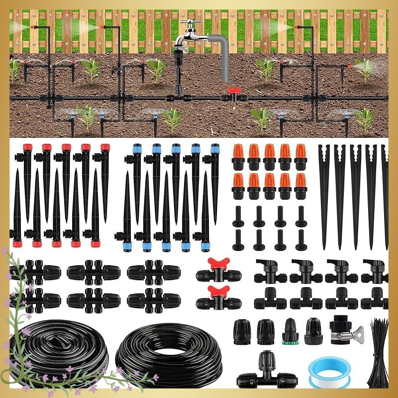 Kalolary 75 Mホース 灌漑システム 自動散水セット 噴霧ノズル 点滴灌漑 散水ホース 給水 散水用具 家庭園芸 温室加湿 ガーデンシャワー