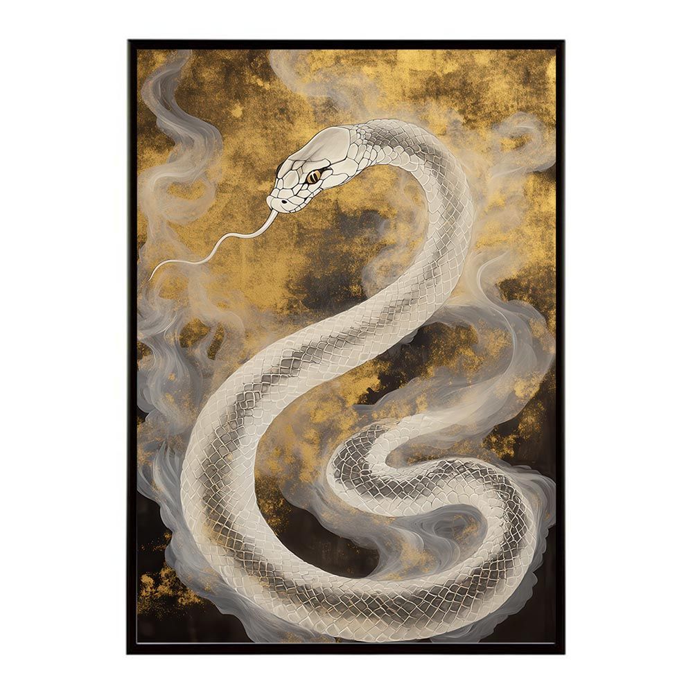 【B1サイズ（約73x103cm）】【lh-poster-11539】2025年 干支 蛇 白蛇 豪華 金 ゴールド 金運 開運 ポスター フレーム付き スネーク 蛇年 インテリア お洒落