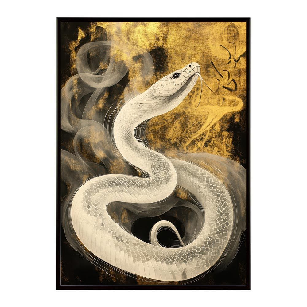 A3サイズ（約30×42cm）】【lh-poster-11546】2025年 干支 蛇 白蛇 豪華 金