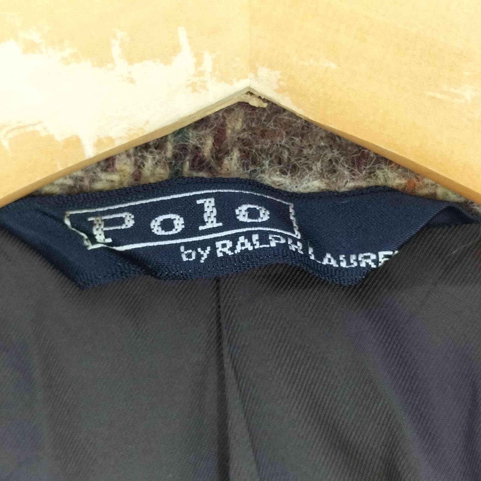 Polo by RALPH LAUREN(ポロバイラルフローレン) 70S~80S 大文字タグ 日本製 エルボーパッチ チェック テーラードジャケット メンズ  M-L【中古】【ブランド古着バズストア】 ポロバイラルフローレン Polo by RALPH LAUREN 70S~80S 大文字タグ