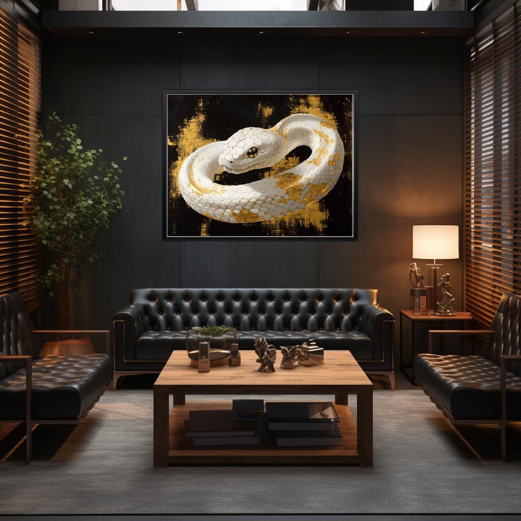 A2サイズ（約42x59cm）】【lh-poster-11603】白蛇 干支 2025 開運 運気