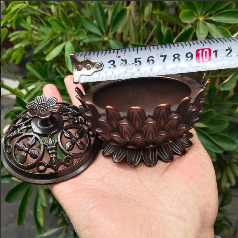 銅 細工 茶道具 香道具 蓋置 置物 蓮の花香炉 銅製 工芸品美術品