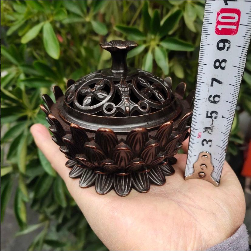 銅 細工 茶道具 香道具 蓋置 置物 蓮の花香炉 銅製 工芸品美術品