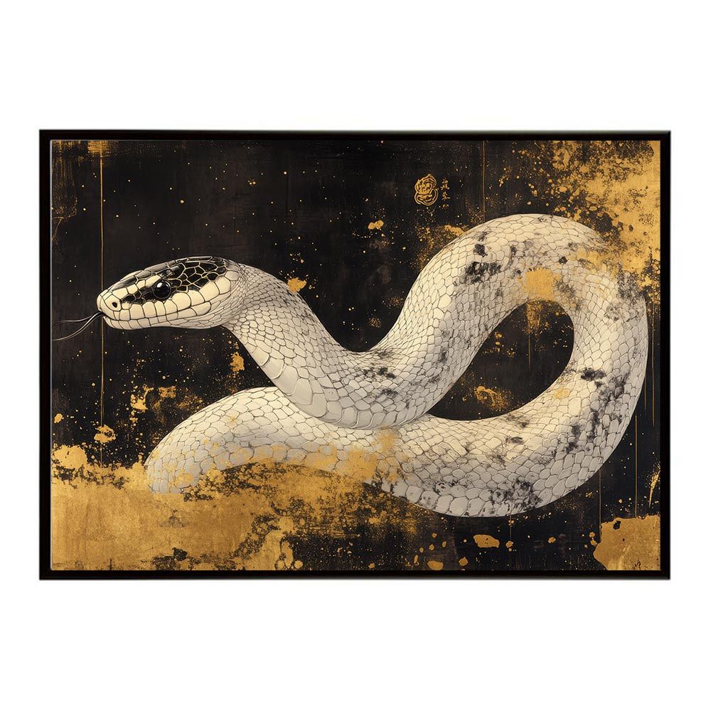 【B2サイズ（約51x73cm）】【lh-poster-11606】白蛇 干支 2025 開運 運気 金運 豪華 福 寿 幸福 ご利益 ポスター インテリア コブラ パイソン へび お洒落