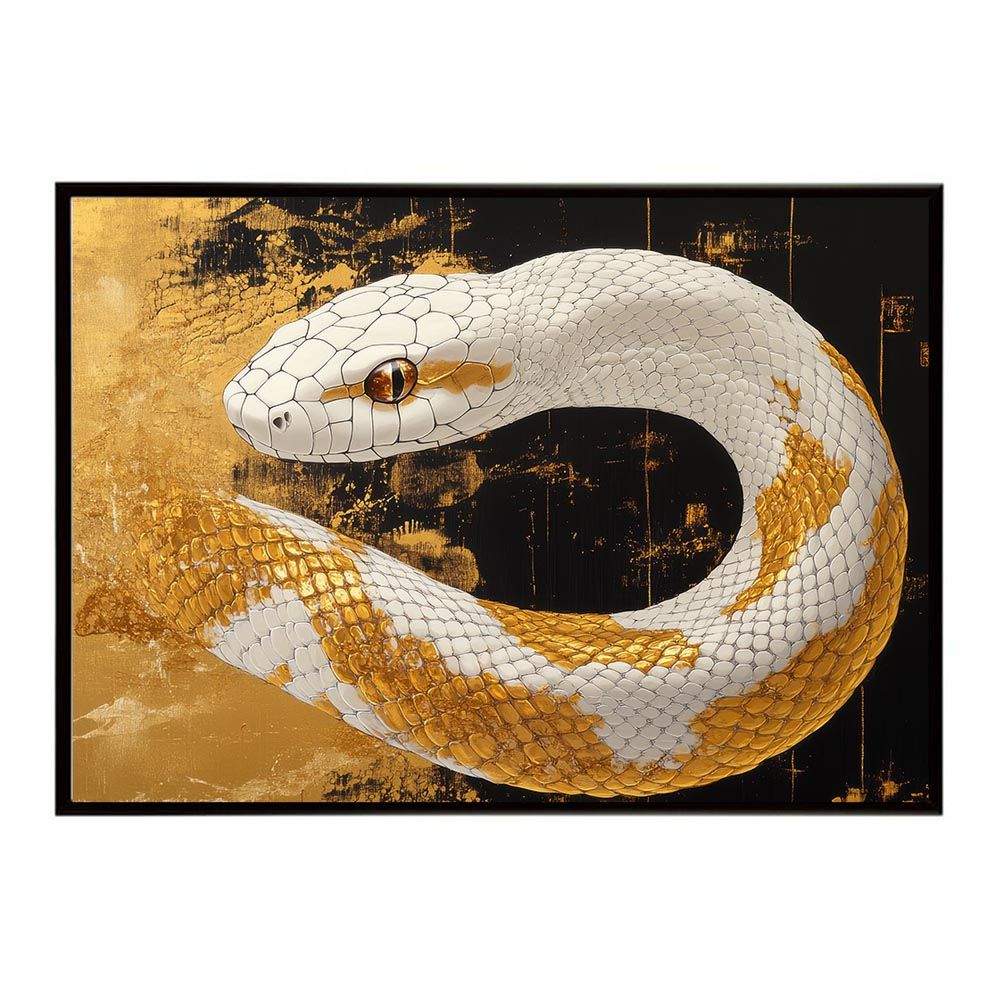 【B2サイズ（約51x73cm）】【lh-poster-11620】白蛇 干支 2025 開運 運気 金運 豪華 福 寿 幸福 ご利益 ポスター インテリア コブラ パイソン へび お洒落