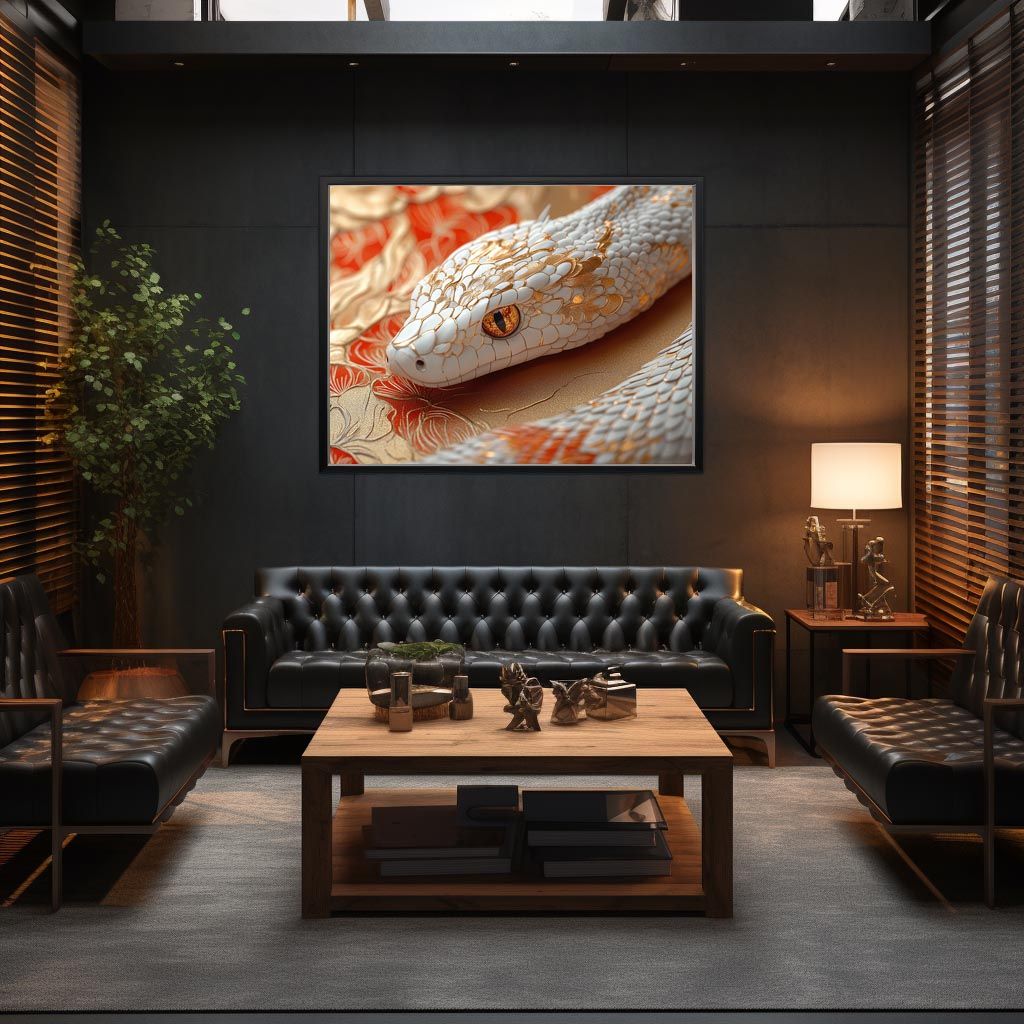 A3サイズ（約30×42cm）】【lh-poster-11642】白蛇 干支 2025 開運 運気