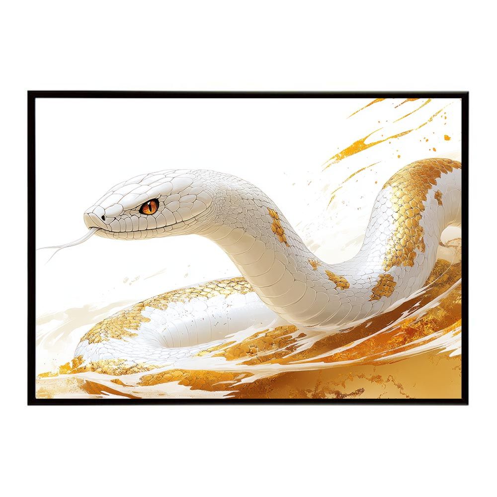 【B2サイズ（約51x73cm）】【lh-poster-11670】白蛇 干支 2025 開運 運気 金運 豪華 福 寿 幸福 ご利益 ポスター インテリア コブラ パイソン へび お洒落