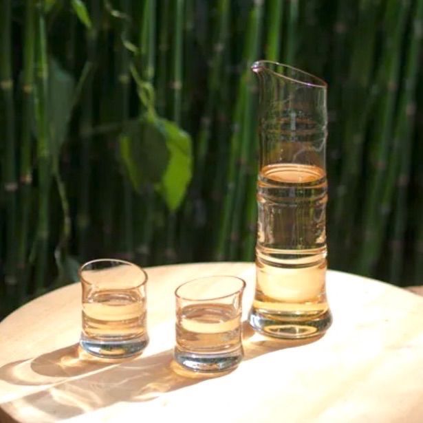 廣田硝子 酒器三点揃 竹 bamboo 徳利お猪口セット ガラス徳利 ガラスおちょこ ガラスぐいのみ ガラス製 竹型硝子 酒器 徳利 ぐいのみ おちょこ