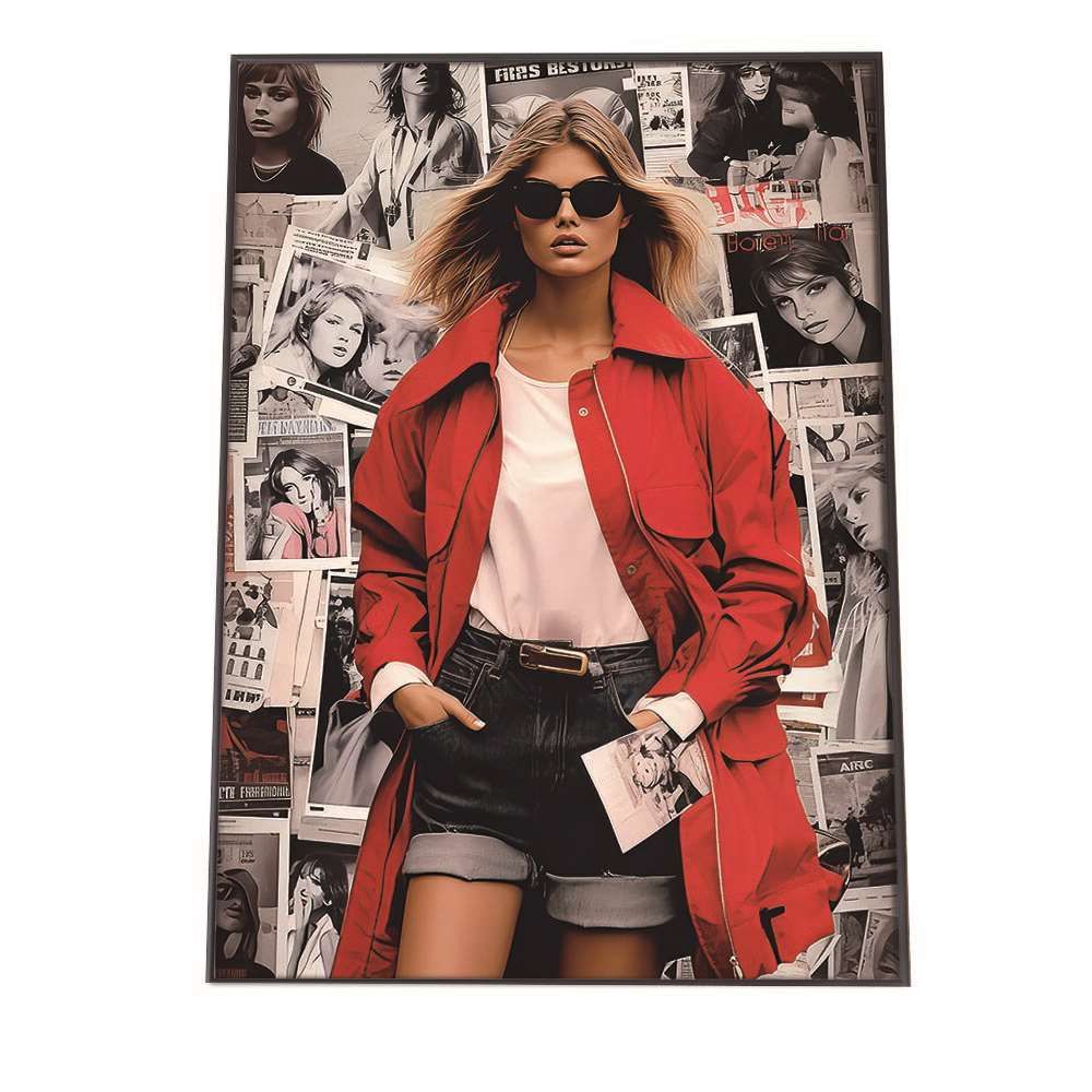 【B2サイズ（約51x73cm）】【lh-poster-1194】レディ コラージュ ポスター フレーム付き【用紙×サイズ×デザイン】 ポスター フレーム付き インテリア 女性 ウーマン ガールズ