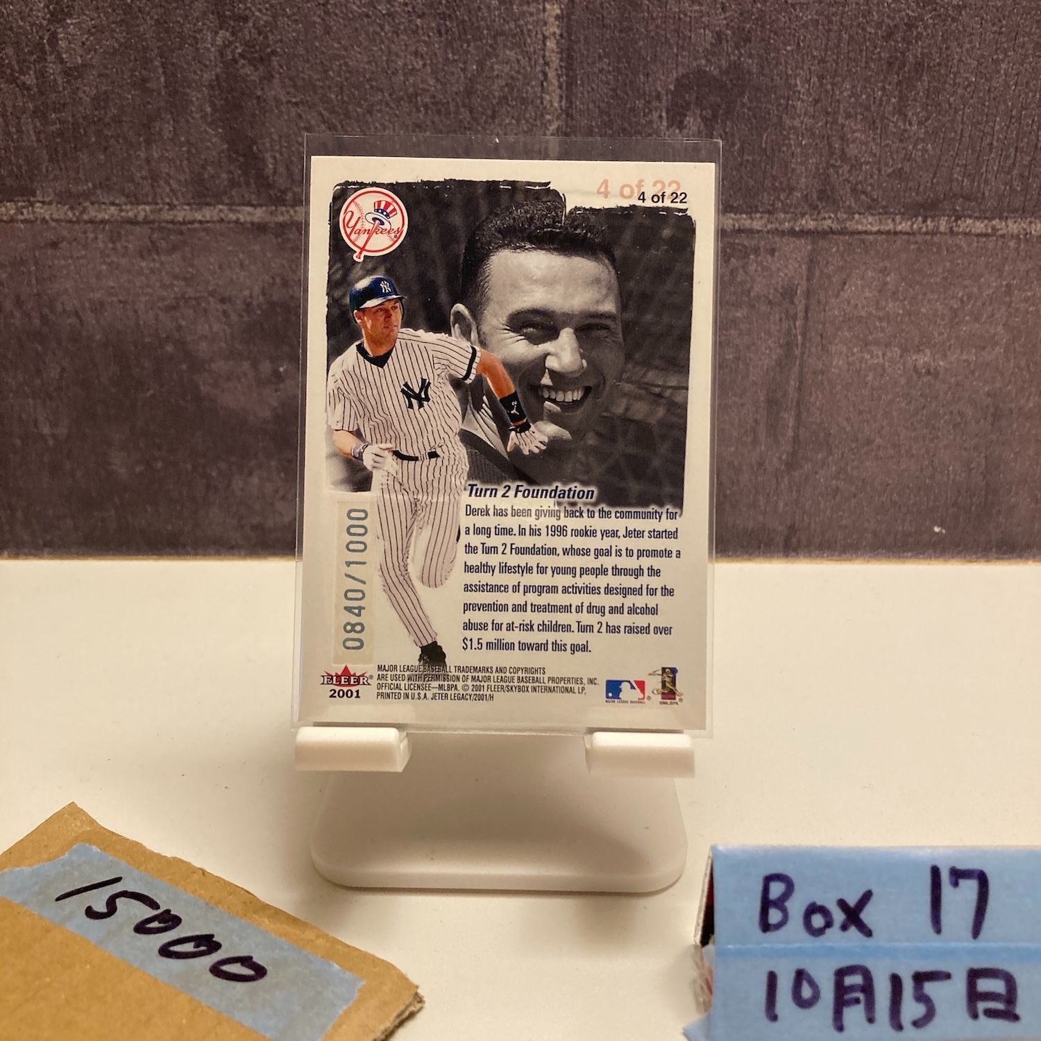 2001 Fleer Derek Jeter 0840 1000 York Yankees Legacy Collection カード