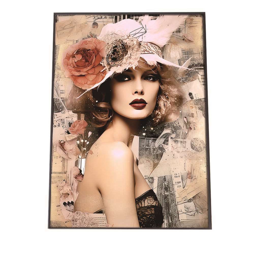 【A2サイズ（約42x59cm）】【lh-poster-1210】レディ コラージュ ポスター フレーム付き【用紙×サイズ×デザイン】 ポスター フレーム付き インテリア 女性 ウーマン ガールズ