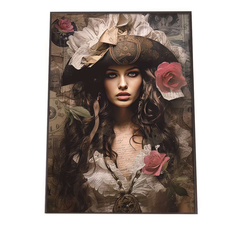 【B2サイズ（約51x73cm）】【lh-poster-1223】レディ コラージュ ポスター フレーム付き【用紙×サイズ×デザイン】 ポスター フレーム付き インテリア 女性 ウーマン ガールズ