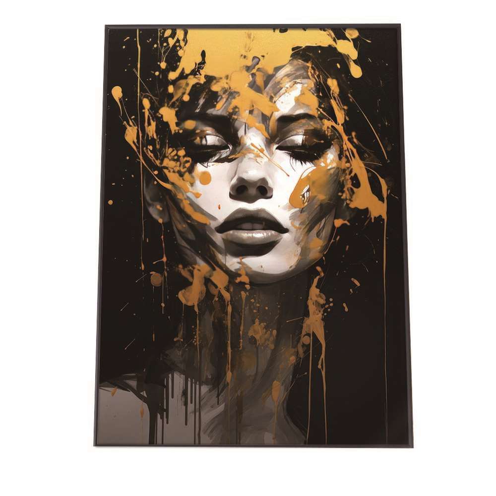 【B1サイズ（約73x103cm）】【lh-poster-1256】ゴールド ペイント ウーマン ポスター フレーム付き ガールズ アート インテリア ファッション ポスター フレーム付き アート 白黒 お洒落