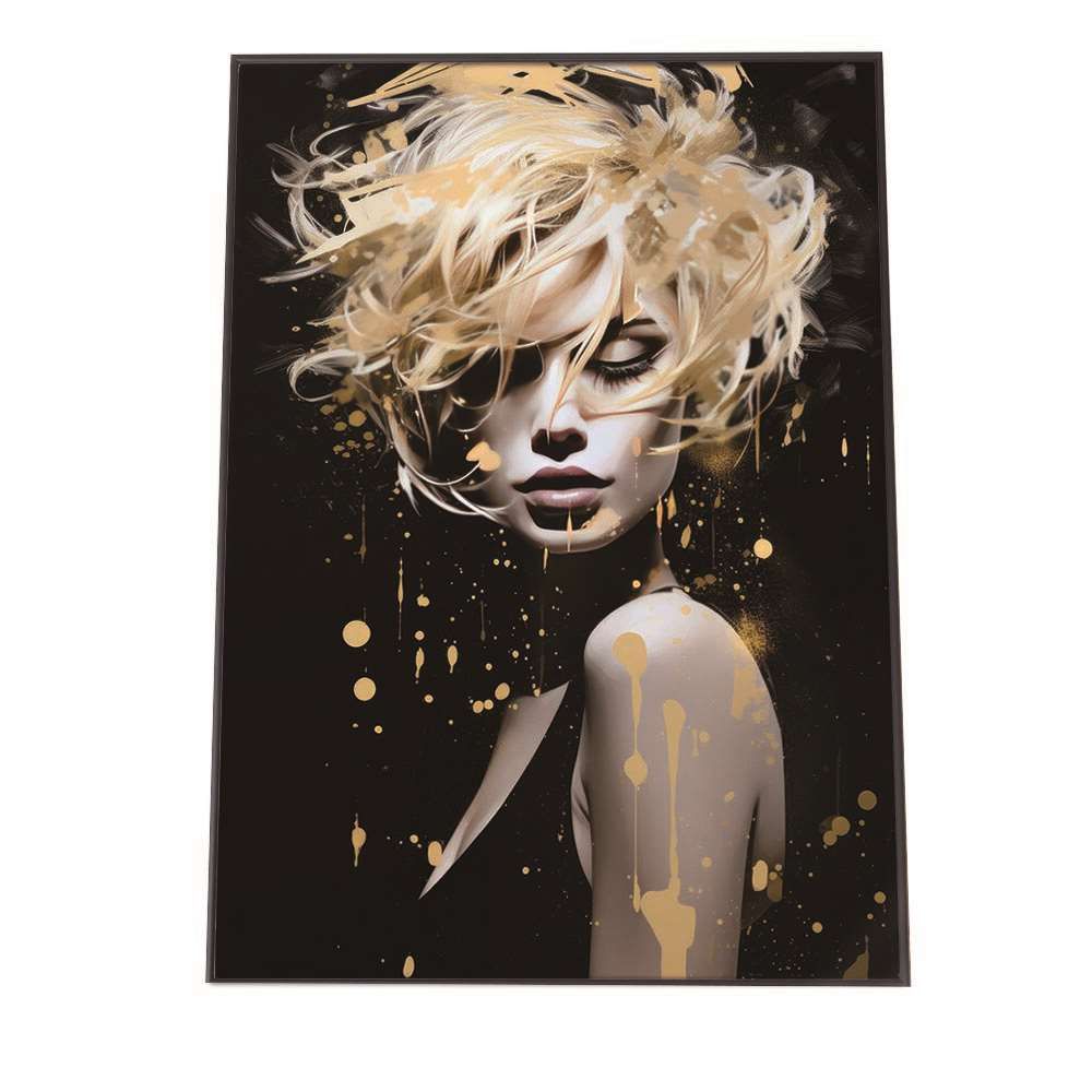 【B2サイズ（約51x73cm）】【lh-poster-1277】ゴールド ペイント ウーマン ポスター フレーム付き ガールズ アート インテリア ファッション ポスター フレーム付き アート 白黒 お洒落