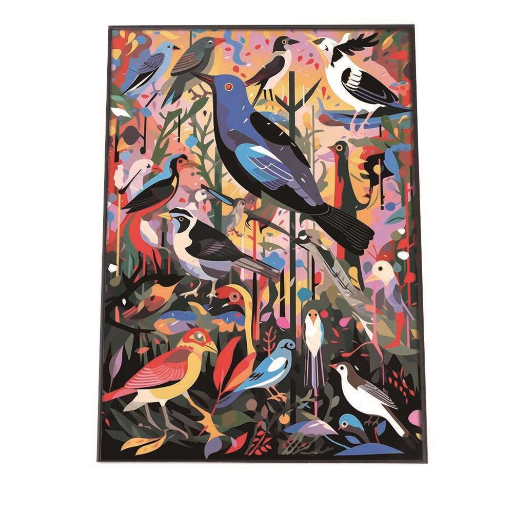 B 約51 x 73 cm lh-poster-1287 北欧 カラフル アート ペイント アーティスト 鳥 ポスター フレーム付き インテリア ファッション シンプル