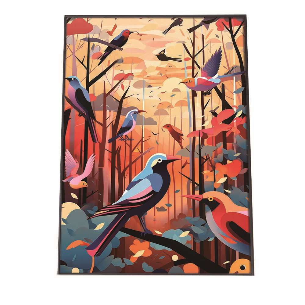 A 約84 x 119 cm lh-poster-1288 北欧 カラフル アート ペイント アーティスト 鳥 ポスター フレーム付き インテリア ファッション シンプル