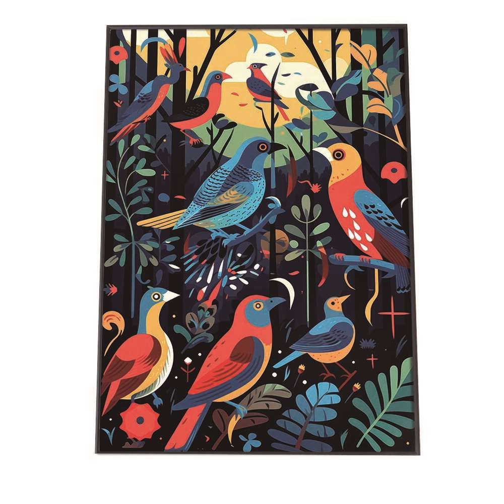 A 約84 x 119 cm lh-poster-1289 北欧 カラフル アート ペイント アーティスト 鳥 ポスター フレーム付き インテリア ファッション シンプル