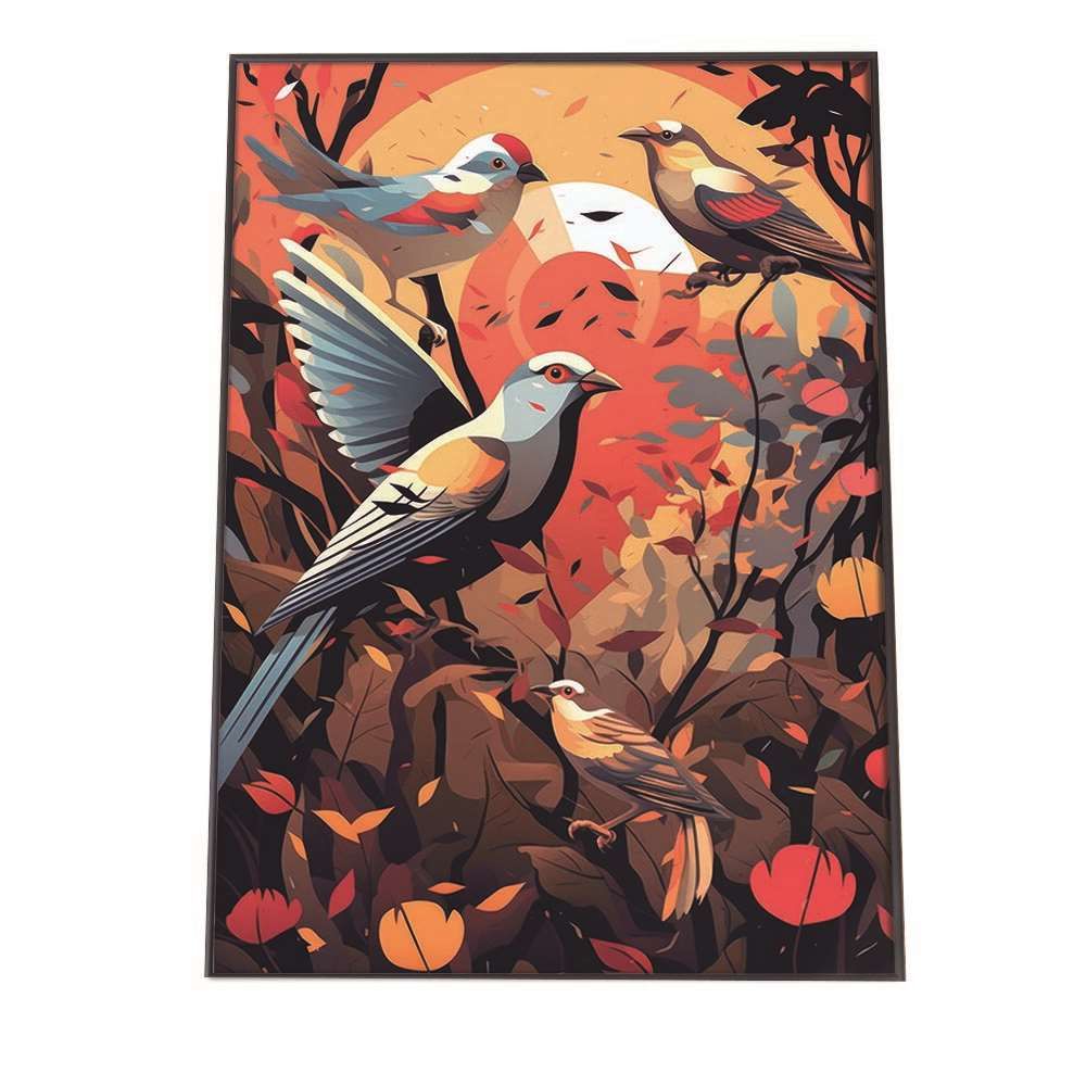 A 約59 x 84 cm lh poster 1290 北欧 カラフル アート ペイント アーティスト 鳥 ポスター フレーム付き インテリア ファッション シンプル