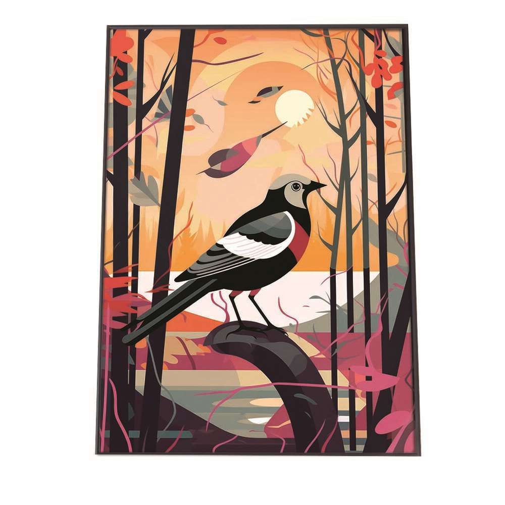 A 約84 x 119 cm lh-poster-1292 北欧 カラフル アート ペイント アーティスト 鳥 ポスター フレーム付き インテリア ファッション シンプル