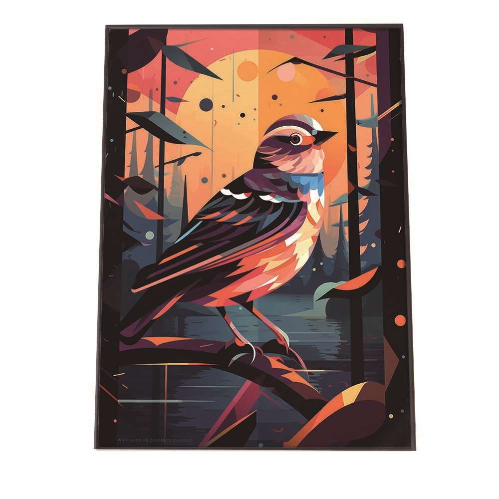 A 約42 x 59 cm lh poster 1294 北欧 カラフル アート ペイント アーティスト 鳥 ポスター フレーム付き インテリア ファッション シンプル