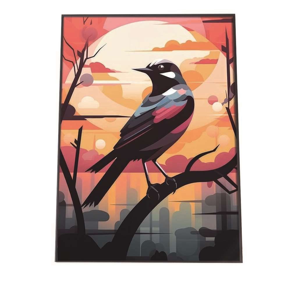 A 約59 x 84 cm lh-poster-1295 北欧 カラフル アート ペイント アーティスト 鳥 ポスター フレーム付き インテリア ファッション シンプル
