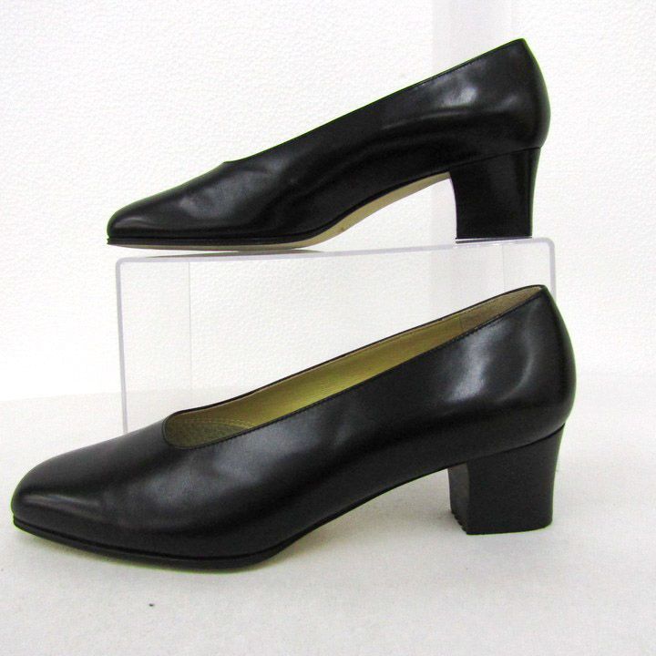 銀座カネマツ パンプス 23 七五三 銀座カネマツ パンプス 幅広 3E スクエアトゥ シューズ ブランド 靴 黒