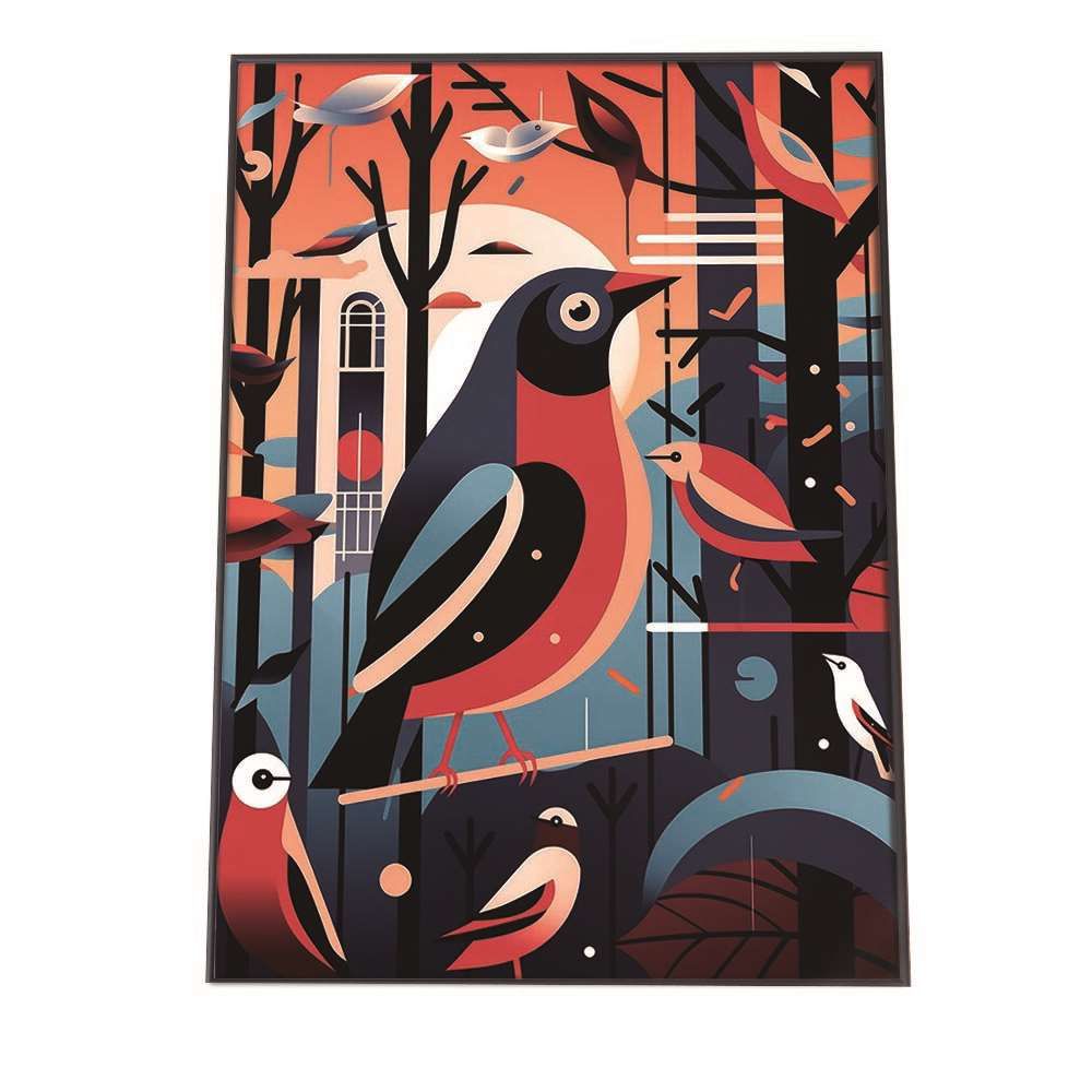 B 約73 x 103 cm lh poster 1296 北欧 カラフル アート ペイント アーティスト 鳥 ポスター フレーム付き インテリア ファッション シンプル