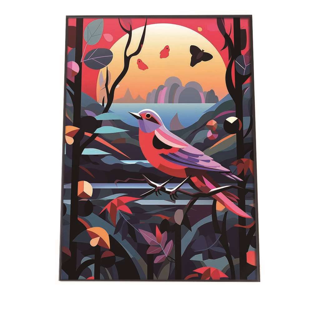 A 約59 x 84 cm lh poster 1297 北欧 カラフル アート ペイント アーティスト 鳥 ポスター フレーム付き インテリア ファッション シンプル