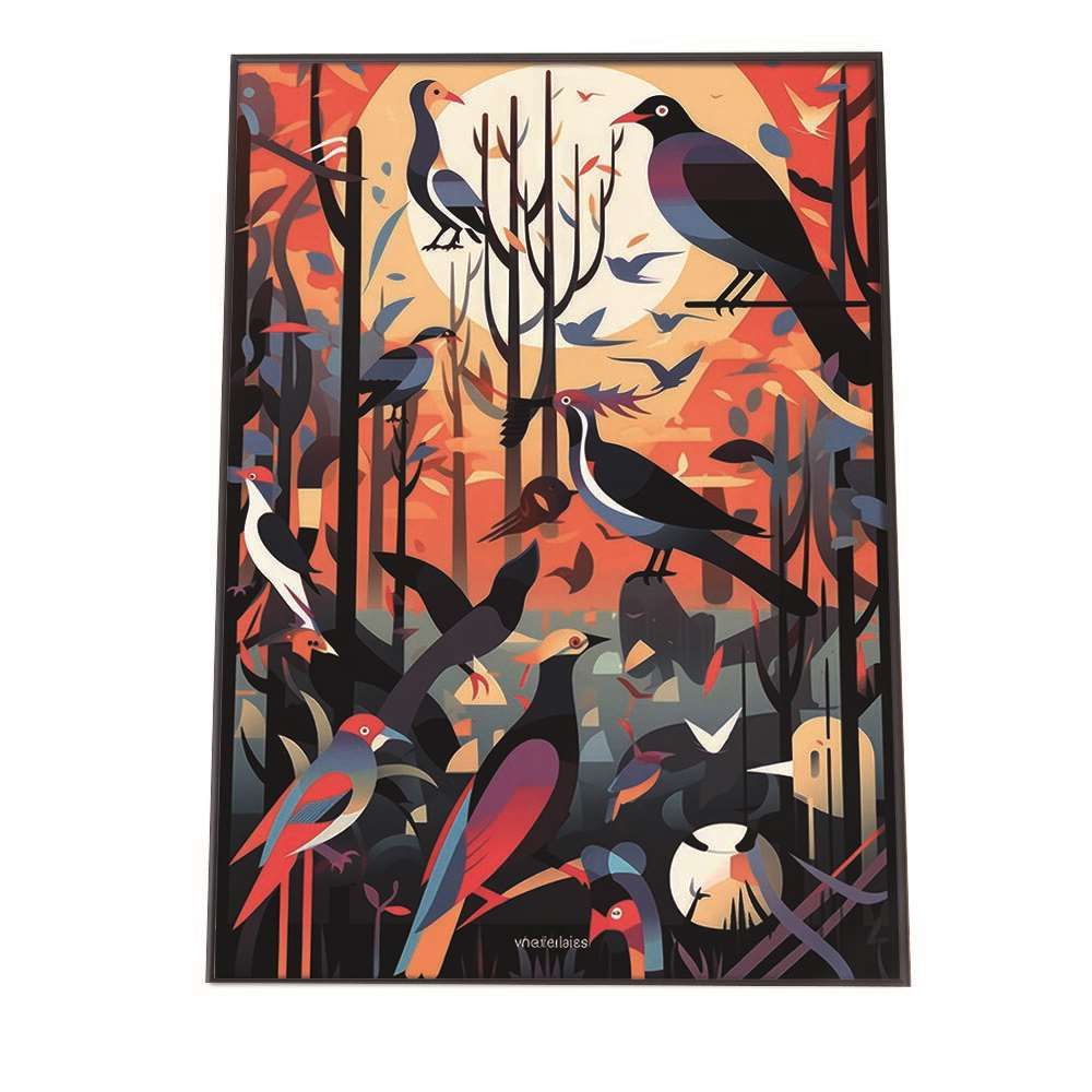 B 約73 x 103 cm lh poster 1298 北欧 カラフル アート ペイント アーティスト 鳥 ポスター フレーム付き インテリア ファッション シンプル