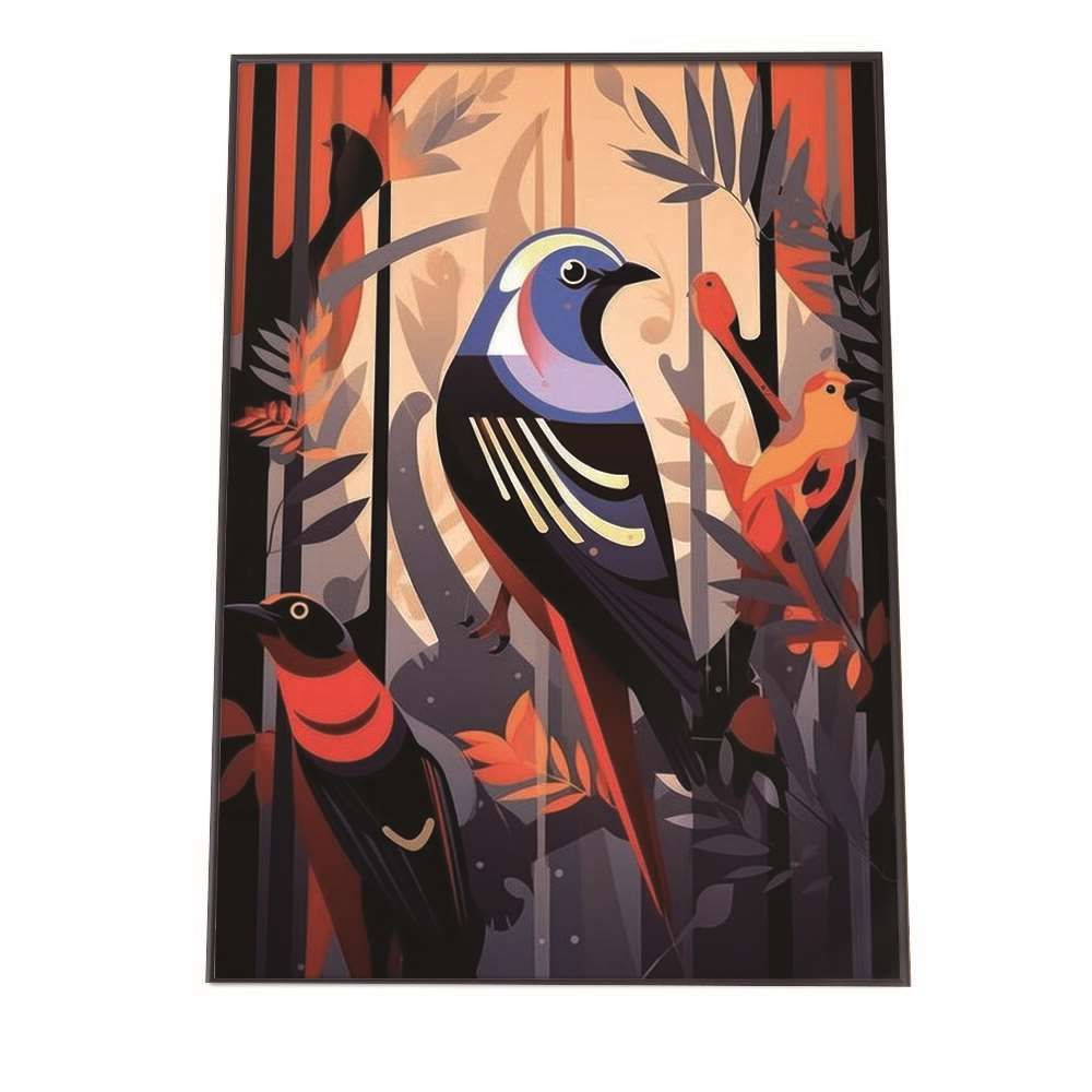 A 約42 x 59 cm lh poster 1299 北欧 カラフル アート ペイント アーティスト 鳥 ポスター フレーム付き インテリア ファッション シンプル