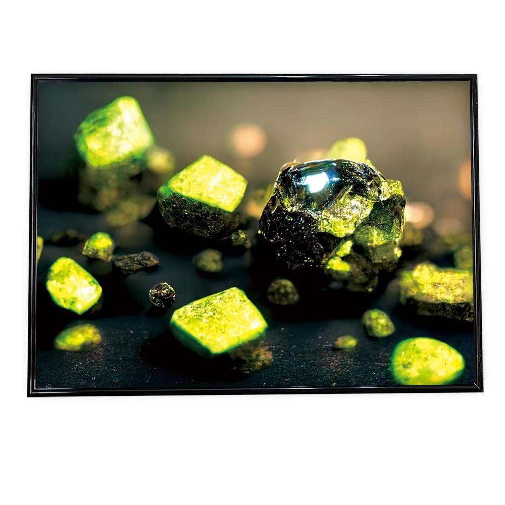 A 約84 x 119 cm lh-poster-130 ペリドット 緑天然石 パワーストーン 誕生石 stone ポスター フレーム付き 横