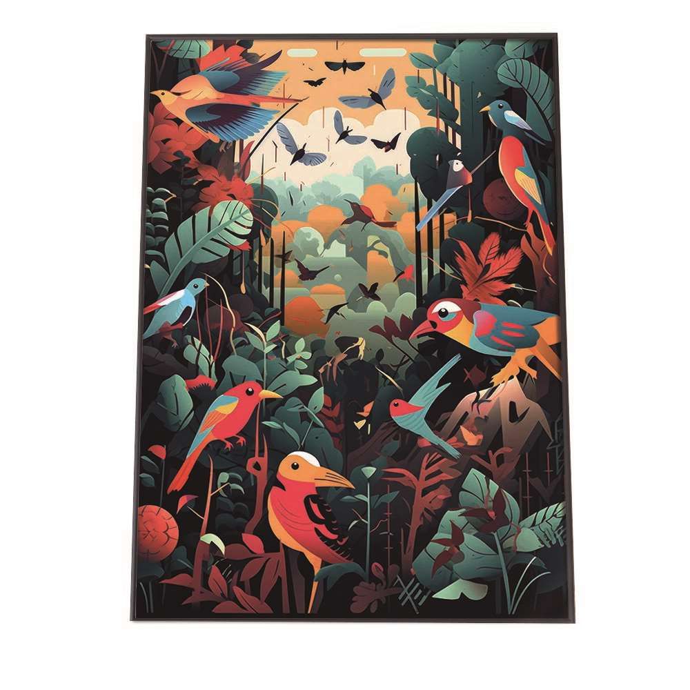 A 約59 x 84 cm lh poster 1301 北欧 カラフル アート ペイント アーティスト 鳥 ポスター フレーム付き インテリア ファッション シンプル