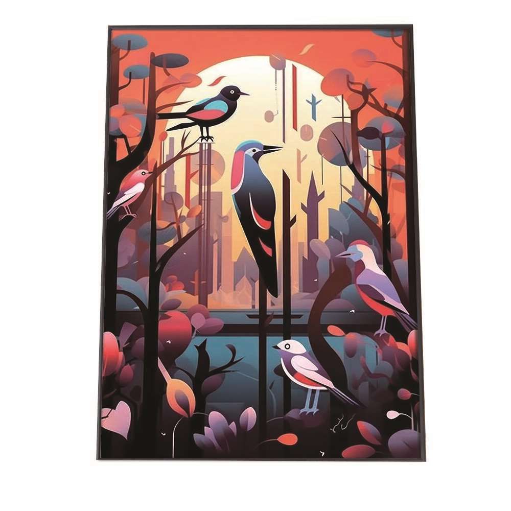 B 約73 x 103 cm lh poster 1303 北欧 カラフル アート ペイント アーティスト 鳥 ポスター フレーム付き インテリア ファッション シンプル