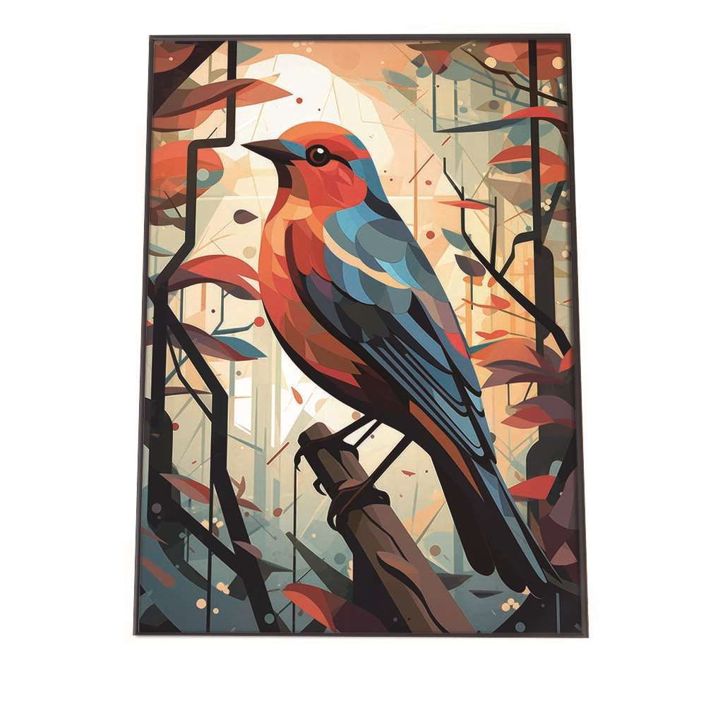 A 約84 x 119 cm lh-poster-1305 北欧 カラフル アート ペイント アーティスト 鳥 ポスター フレーム付き インテリア ファッション シンプル