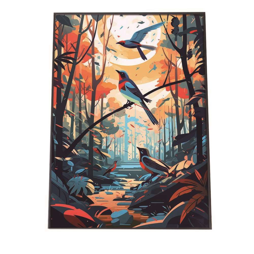 A 約42 x 59 cm lh poster 1306 北欧 カラフル アート ペイント アーティスト 鳥 ポスター フレーム付き インテリア ファッション シンプル