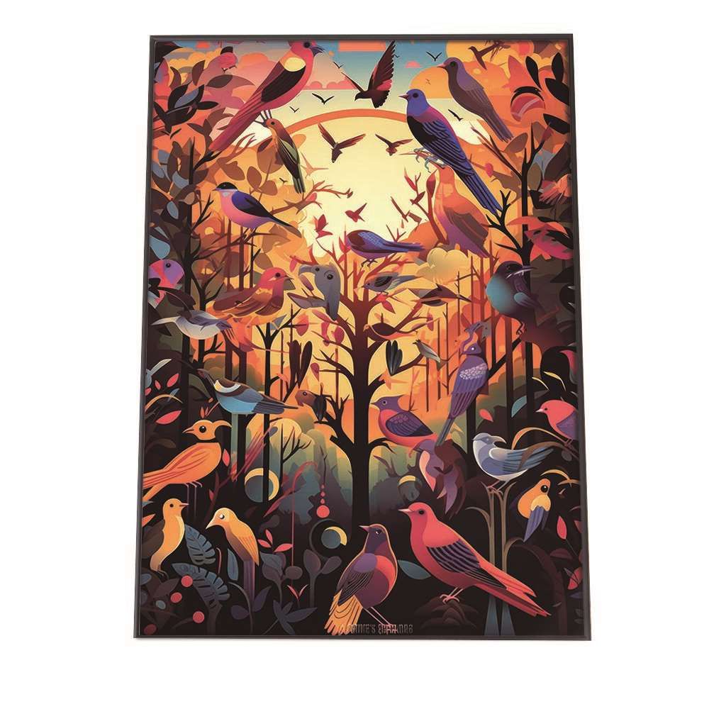 A 約42 x 59 cm lh poster 1308 北欧 カラフル アート ペイント アーティスト 鳥 ポスター フレーム付き インテリア ファッション シンプル