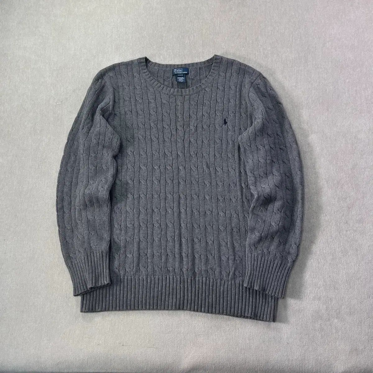 100 ポロラルフローレン ケーブル編み グレー ニット - メルカリ