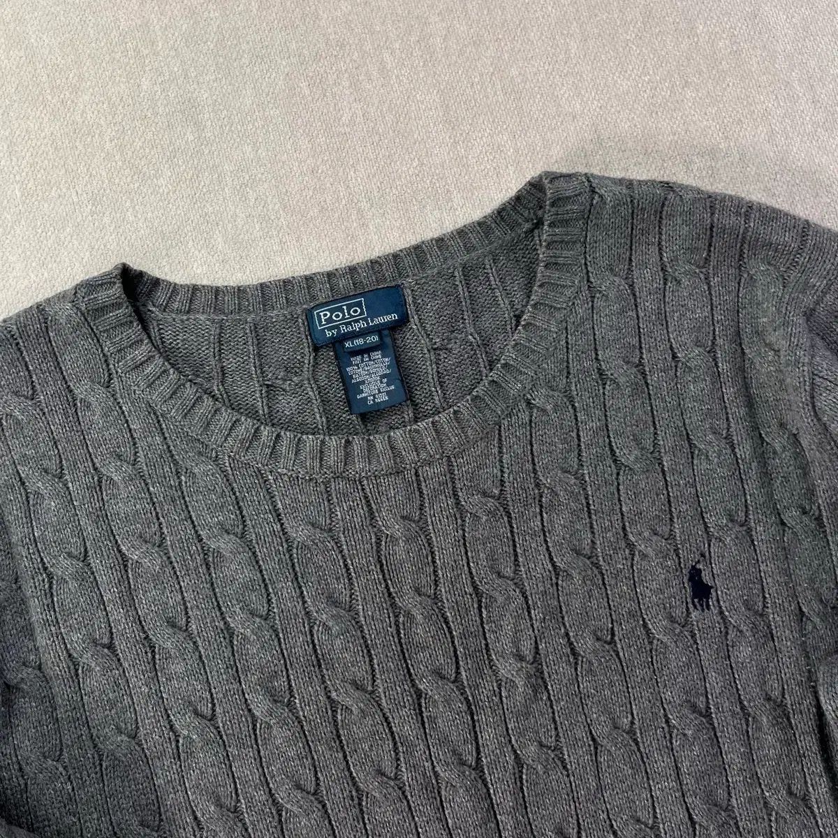 100 ポロラルフローレン ケーブル編み グレー ニット - メルカリ